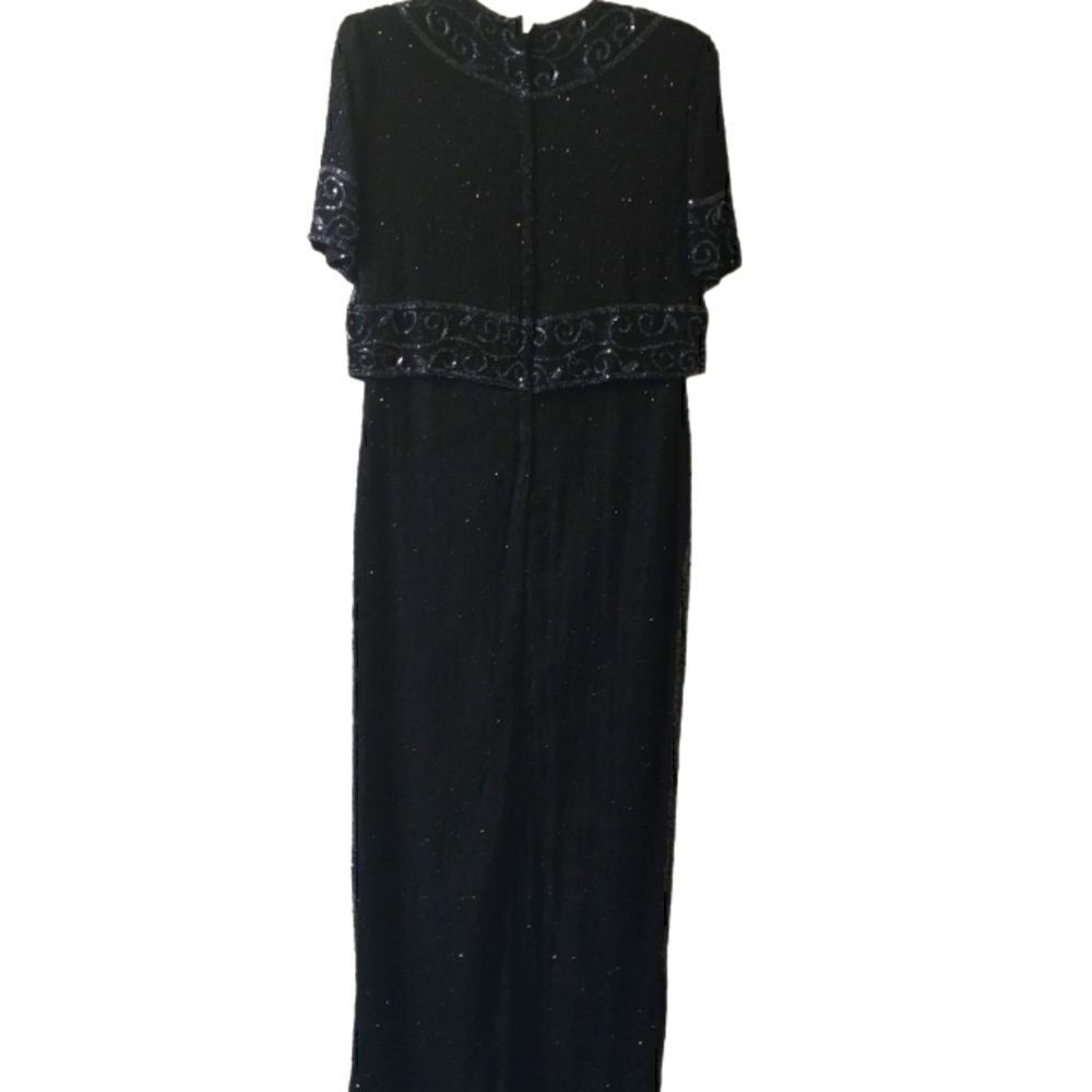 Camille Marie Vintage Blackbeaded Gown Long Column Dress Size Pm — image 4 of 8